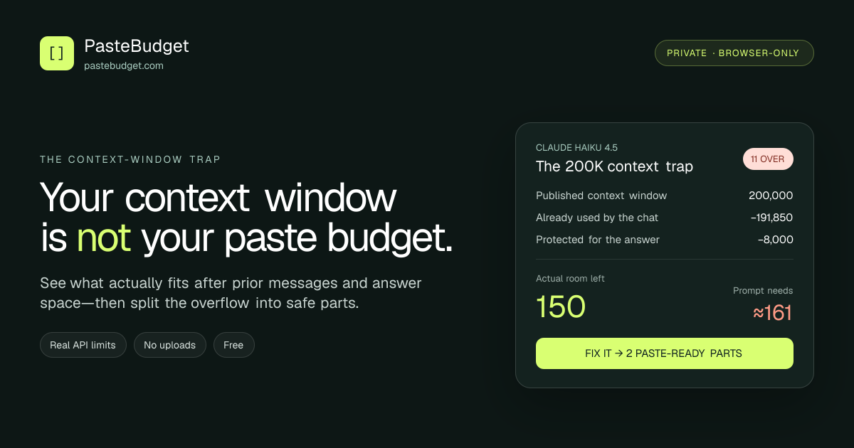 Context window is not your paste budget